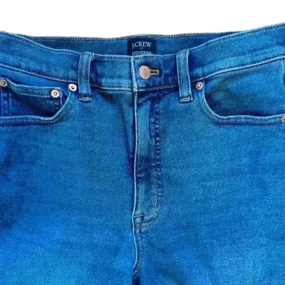 J Crew Factory Stovepipe Jeans Raw Hem Straight Leg Stretch Sz 27 - Picture 4 of 8